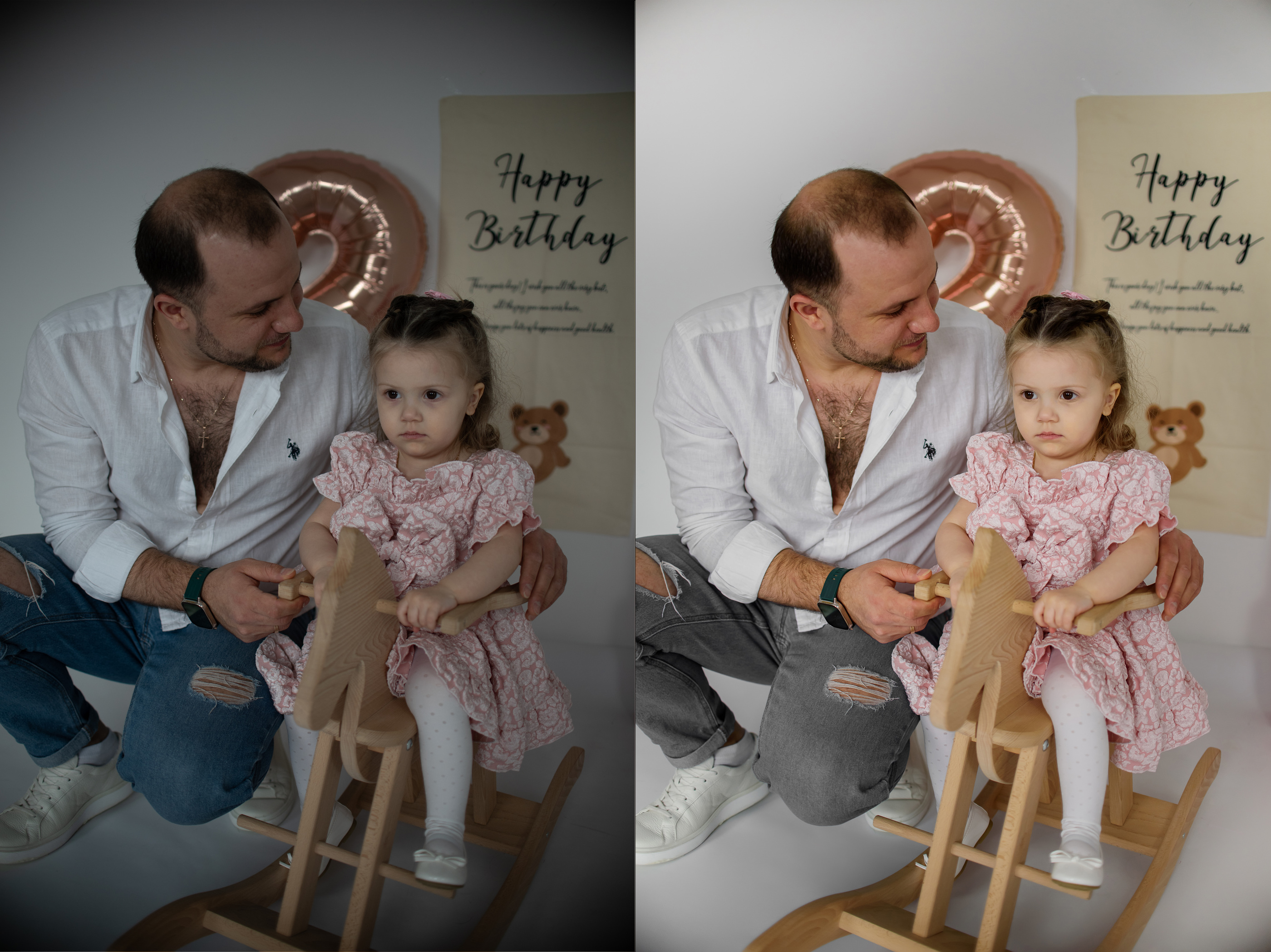 Family photo session editing before and after