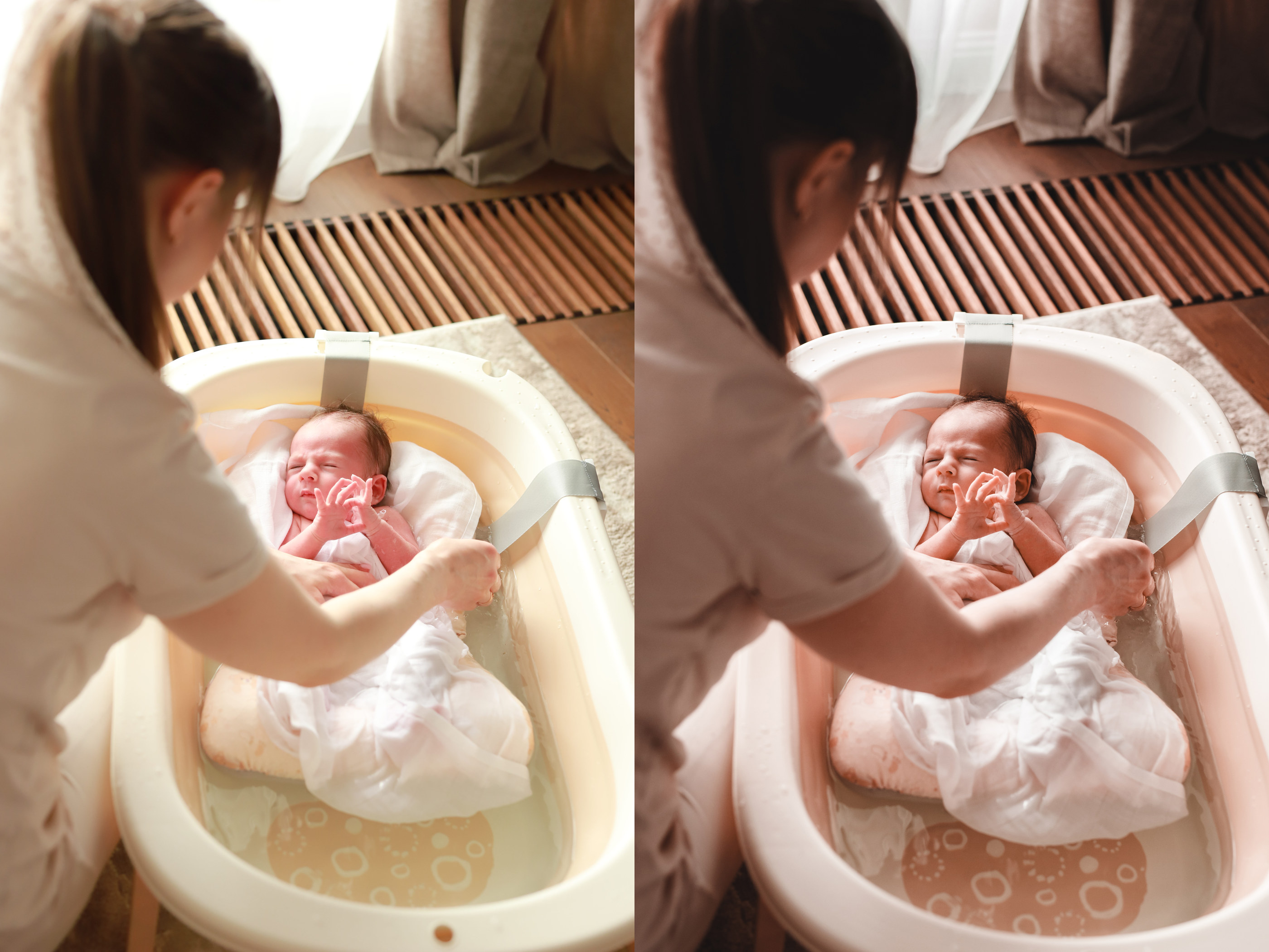 Newborn session editing before and after