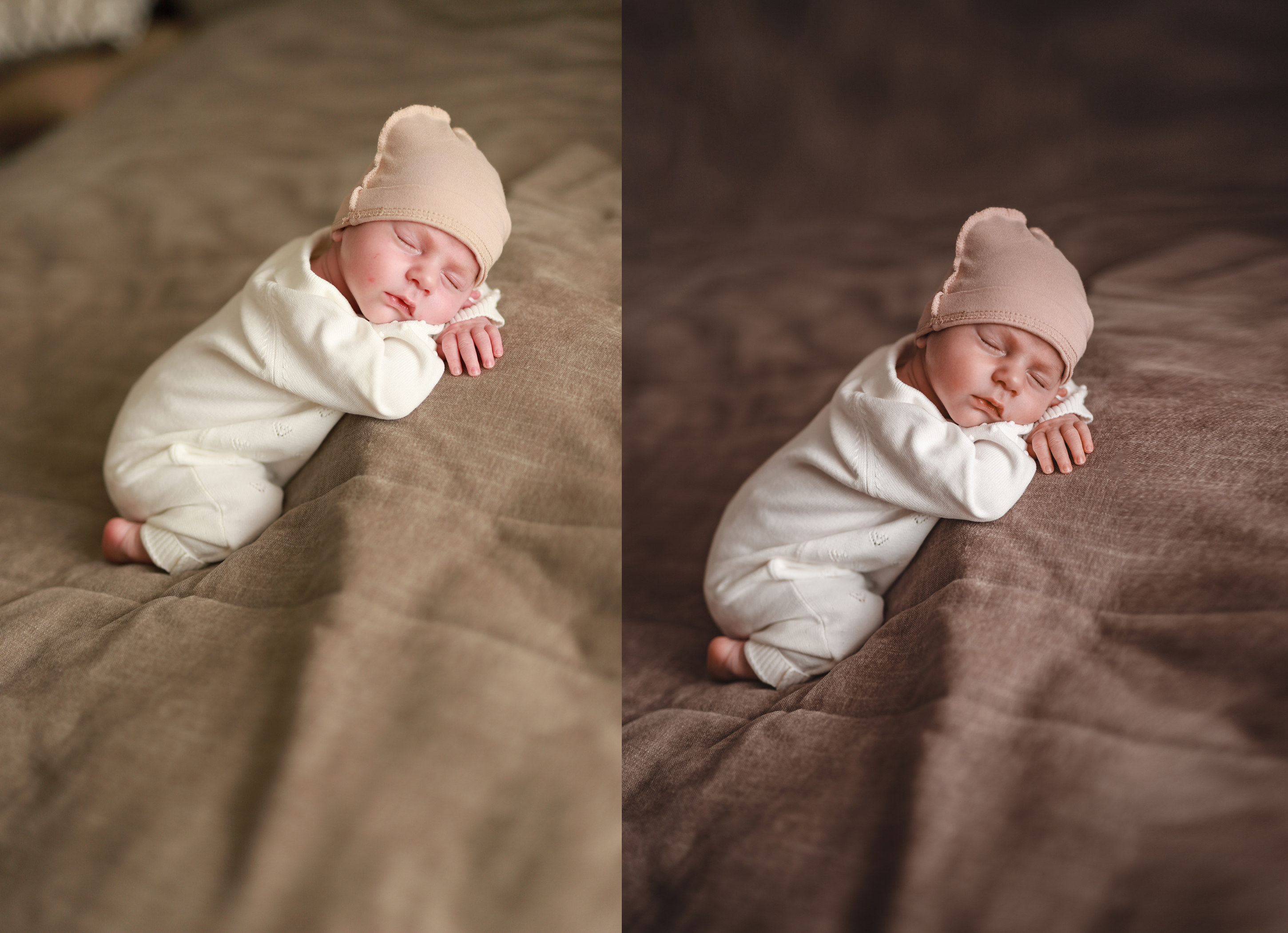 Detailed newborn editing before and after