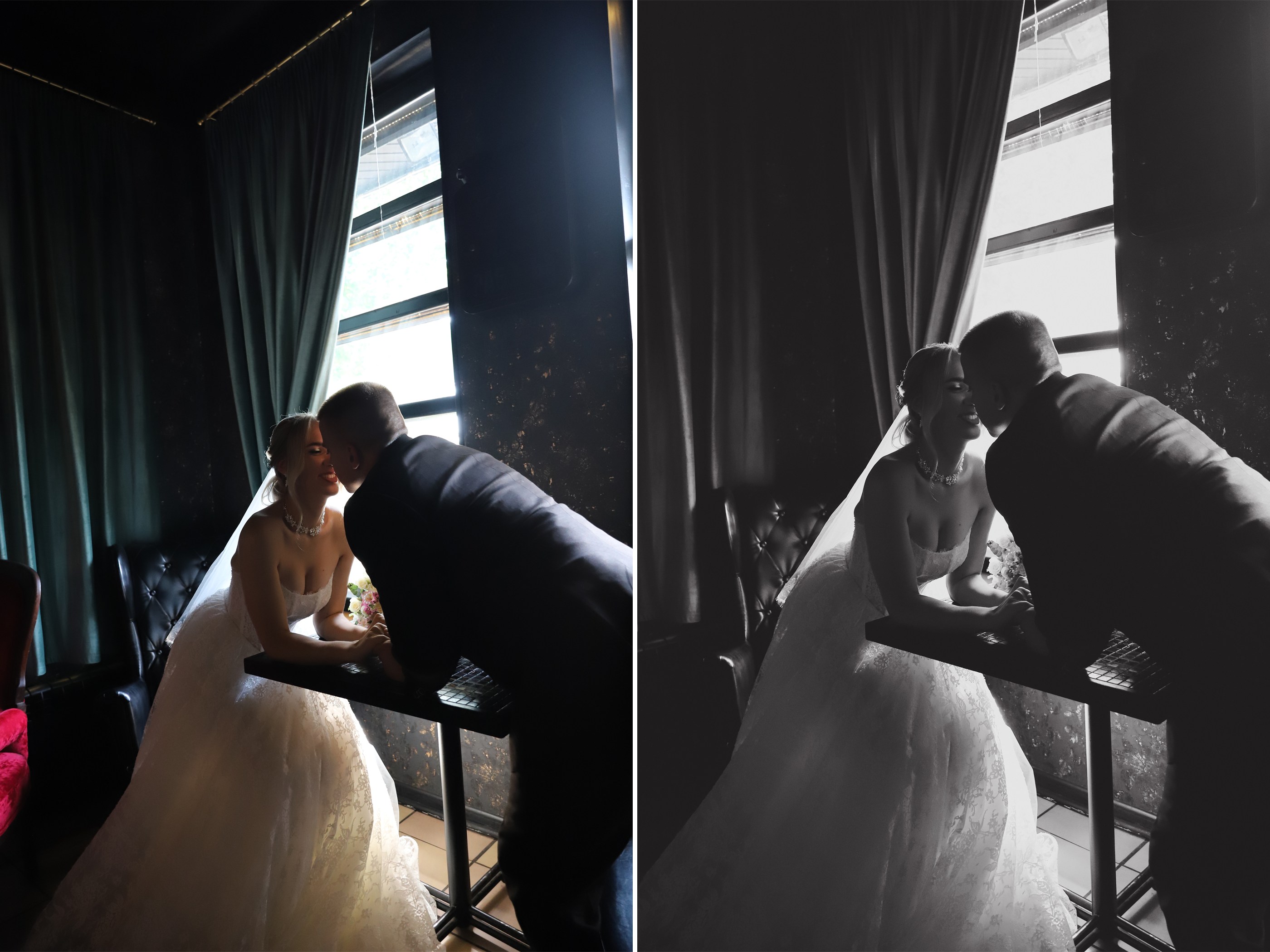 Wedding retouching and monochrome conversion before and after
