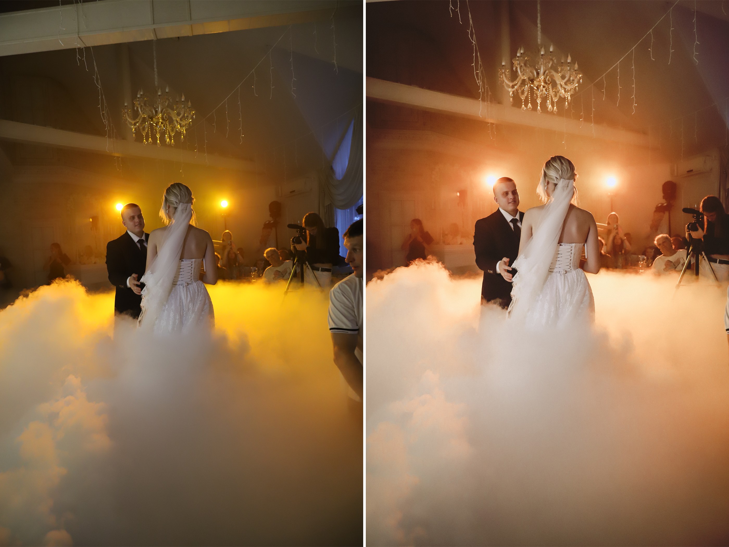 Wedding first-dance color work before and after